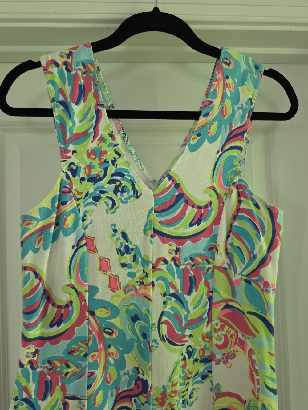 Lilly Pulitzer White Multicolor Paisley V-Neck Sleeveless Mini Dress - Picture 3 of 8